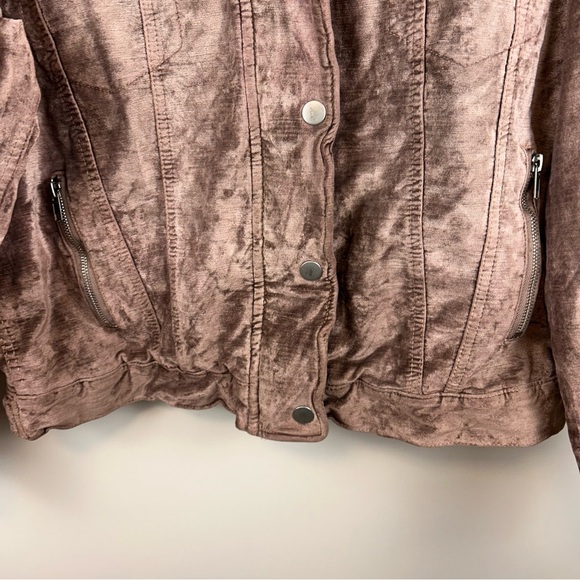Free People Velvet Trucker Jacket size XS/S crushed velvet oversized mauve tan - Picture 6 of 14